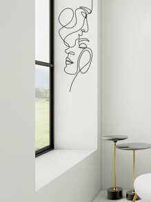 1入組抽象人物圖案牆貼 - 黑色 - 查看 4