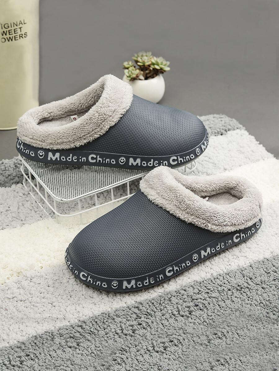 Men Thermal Lined Warm Clogs - Grey - View 1