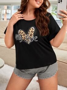 Plus Heart & Letter Graphic Sleep Tee - Black - View 1