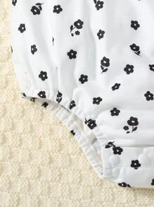 Baby Ditsy Floral Print Ruffle Trim Cami Bodysuit - White - View 4