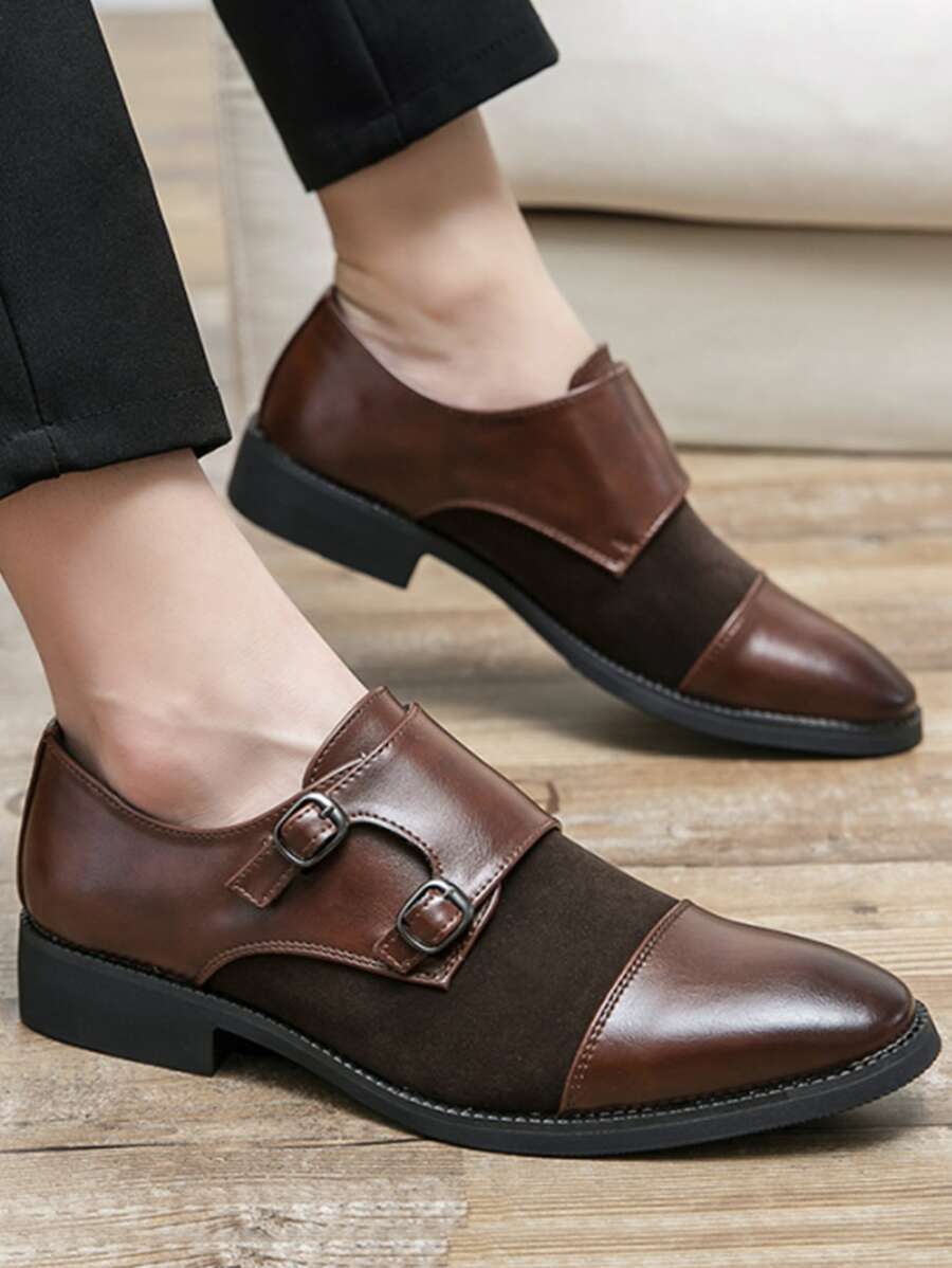 Hombres Zapatos de monje con doble hebilla - Marrón - Ver 1