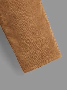 SHEIN 男孩毛絨內襯燈芯絨長褲 - 棕色 - 查看 3