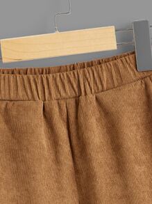 SHEIN 男孩毛絨內襯燈芯絨長褲 - 棕色 - 查看 5