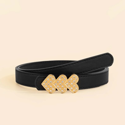 Rhinestone Heart Buckle Belt