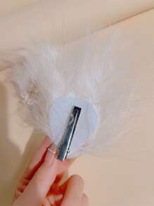 2入組珍珠和羽毛裝飾鴨嘴夾 - 彩色 - 查看 2