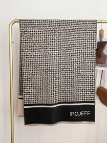IROJEFF 千鳥格圖案毛邊緣圍巾 - 彩色 - 查看 2