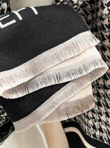 IROJEFF 千鳥格圖案毛邊緣圍巾 - 彩色 - 查看 4