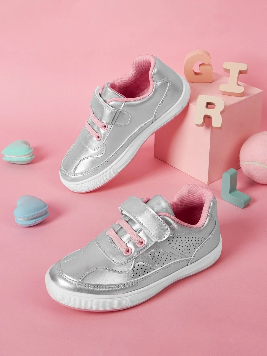 女孩金屬質感魔術貼板鞋 - 彩色 - 查看 1