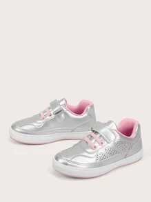 女孩金屬質感魔術貼板鞋 - 彩色 - 查看 4