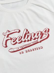 Manfinity Hombres Camiseta con estampado de letra de manga raglán - Blanco - Ver 3