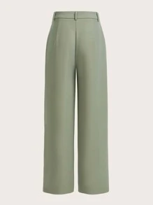 SHEIN MOD High Waist Straight Leg Pants - Mint Green - View 2