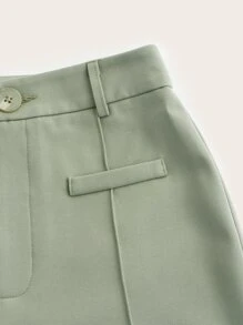 SHEIN MOD High Waist Straight Leg Pants - Mint Green - View 4