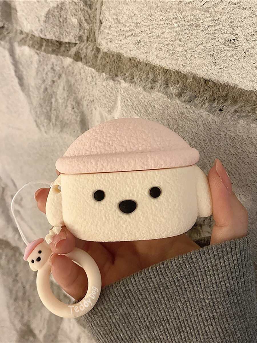 3D卡通狗頭設計耳機殼適用於Airpods - 彩色 - 查看 1