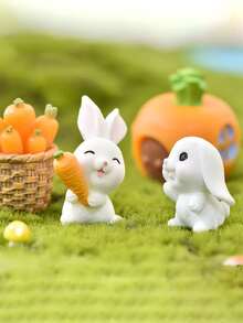 7 piezas Adorno conejo & en forma de zanahoria jardín - Multicolor - Ver 2