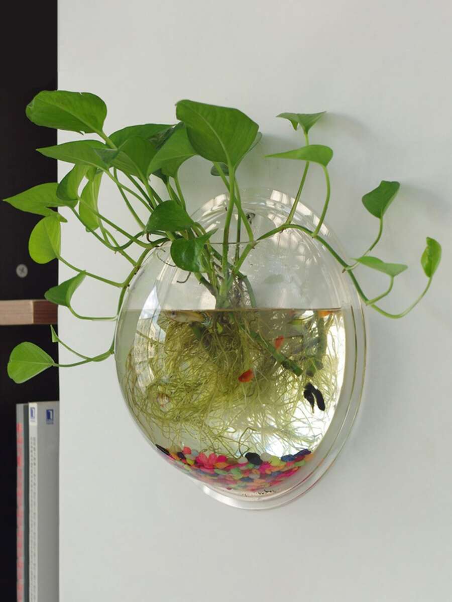 1pc Clear Wall Mounted Plant Pot, Simple Plastic Hanging Plant Container For Household