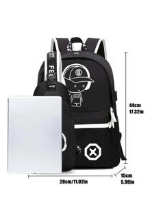 2pcs Minimalist Casual Business Backpack Set Shoulder Bag And Chest Bag, Includes Oversized Fluorescent Backpack - Oxford Fabric With Cartoon Expression Print School Bag Set Multi-Functional Water Bottle University Bag Large Capacity Outdoor Gifts For Men Black Bag Travel Essentials Holiday Essentials Bag For Men Bags Summer Summer Bag Springbreak Vacation Bag Pack Men Essentials Anime Backpack For Travel Bag Laptop School Bag For College Bag For School Bag School Bag For School College