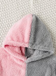 Girls Two Tone Teddy Hooded Sweatshirt & Ruched Leggings - Multicolor - View 3