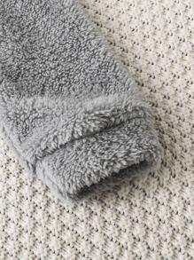 Girls Two Tone Teddy Hooded Sweatshirt & Ruched Leggings - Multicolor - View 5