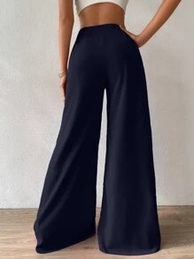 Chiquease 高腰闊腿褲 - 藏蓝色 - 查看 2