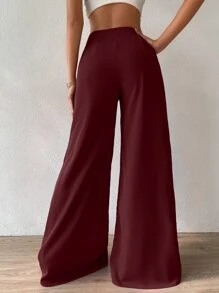 Chiquease High Waist Wide Leg Trousers - Burgundy - View 2