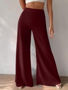 Chiquease High Waist Wide Leg Trousers - Burgundy - View 3