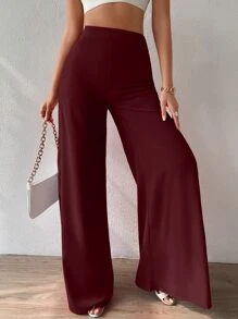 Chiquease High Waist Wide Leg Trousers - Burgundy - View 5