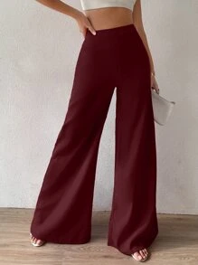 Chiquease High Waist Wide Leg Trousers - Burgundy - View 6