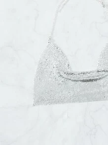 Metallic Cover Up Top - Silver - View 7