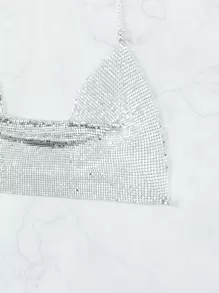 Metallic Cover Up Top - Silver - View 3