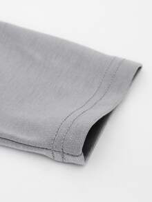 Đầm Tương phản ren Xù Chia Dây kéo Cắt ra Khối Màu Thanh lịch - Xám - Xem 7