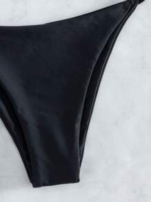 Halter Micro Triangle Summer Beach Bikini Set With Beach Skirt - Black - View 7