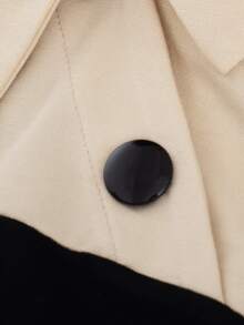 撞色前紐扣連衣裙 - 杏色 - 查看 4