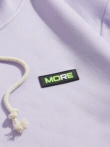 Manfinity VCAY 男士字母補丁細節袋鼠口袋抽繩連帽衫 - 紫丁香色 - 查看 3