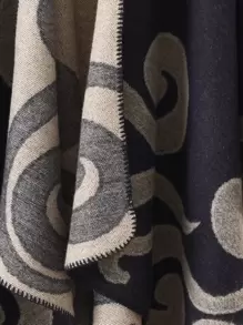 1pc Women Elegant Floral & Cloud Pattern "Poncho" Scarf, Casual Warm & Soft Shawl For Autumn/Winter - Multicolor - View 2