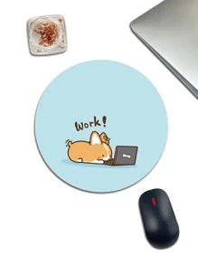 Cartoon Dog Pattern Round Mouse Pad, Desk Mouse Pad