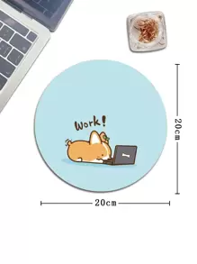 Cartoon Dog Pattern Round Mouse Pad, Desk Mouse Pad