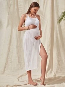 SHEIN Maternity One Shoulder Cover Up Dress Without Bikini Bottom - White - View 1