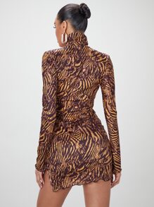 SHEIN BAE Đầm Chia Xù nhỏ Tất cả trên in Thanh lịch - Nhiều màu - Xem 2