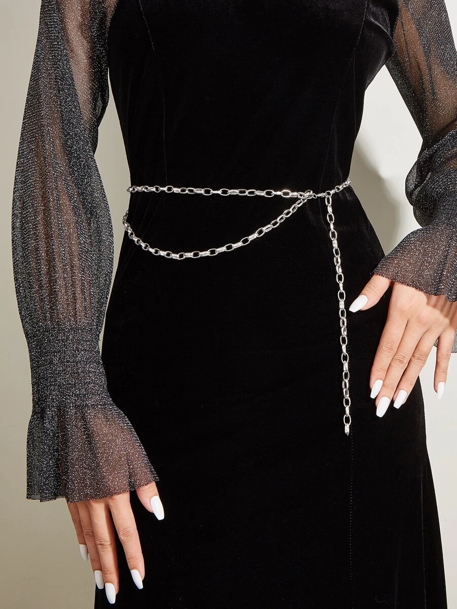 Minimalist Chain Belt - Silver - View 1