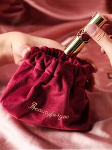 1pc Letter Embroidered Lipstick Storage Makeup Bag - Multicolor - View 2