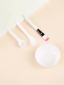 4pcs/set Face Mask Mixing Bowl Set Face Mask Brush Applicator, Facial Mask Bowl, Mask Spatula, Measuring Scoop, Face Mask Tool Kit For DIY Clay Mask - White - View 1