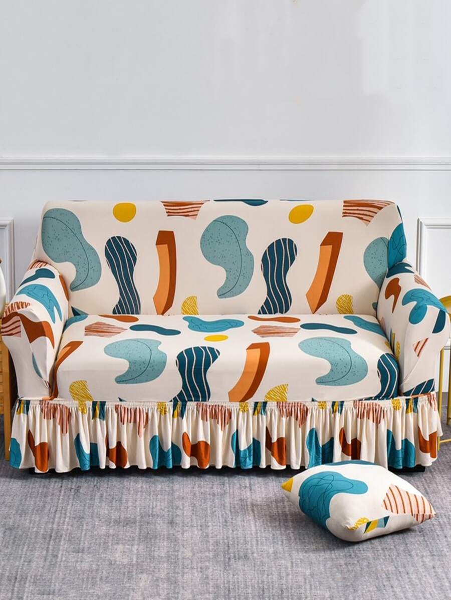 1 tấm vải bọc ghế sofa có hoa văn trừu tượng viền ren co giãn - Nhiều màu - Xem 1