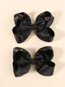 bilicaca 2pcs Toddler Girls Bow Decor Hair Clip - Black - View 1