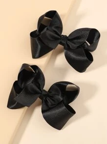 bilicaca 2pcs Toddler Girls Bow Decor Hair Clip - Black - View 2