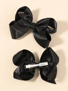 bilicaca 2pcs Toddler Girls Bow Decor Hair Clip - Black - View 3