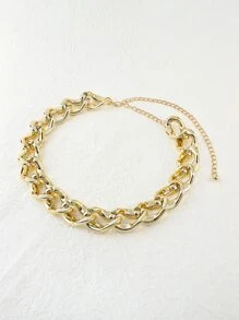 極簡風格鏈條腰帶 - 金色 - 查看 4