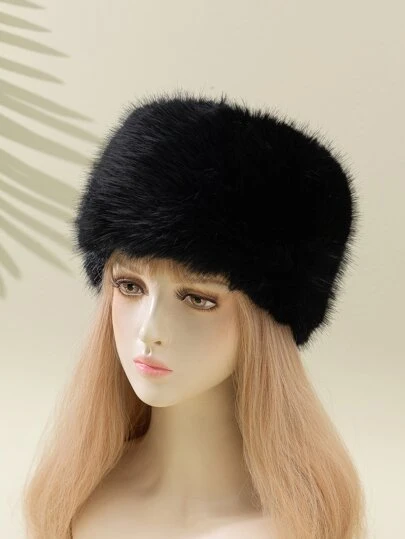 1入組女士人造狐狸毛冬季漁夫帽適合戶外活動和購物