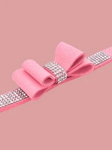 Rhinestone & Bow Decor Pet Collar - Pink - View 3
