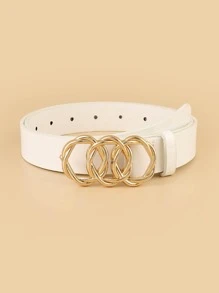 圓形搭扣腰帶 - 白色 - 查看 1
