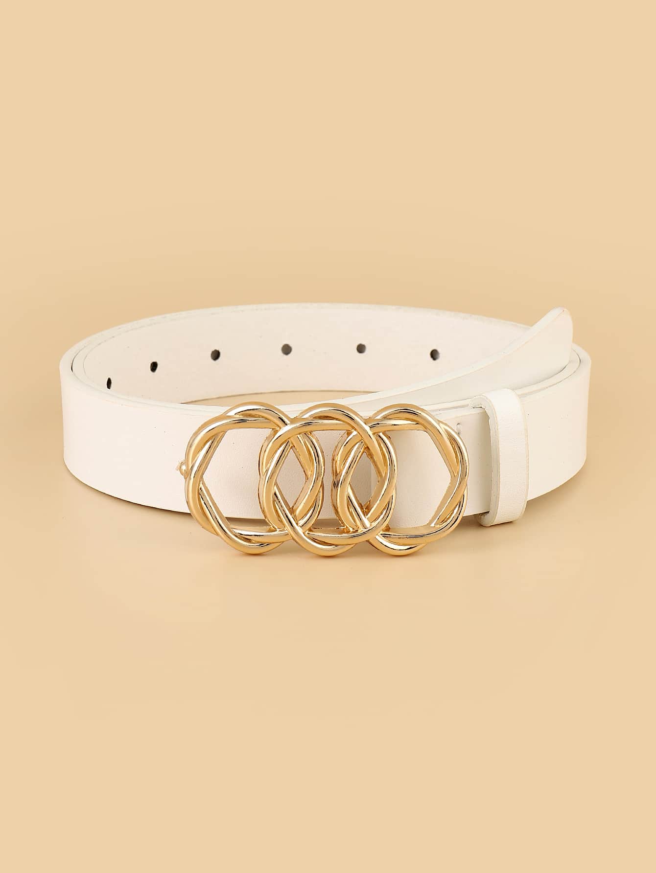 圓形搭扣腰帶 - 白色 - 查看 1